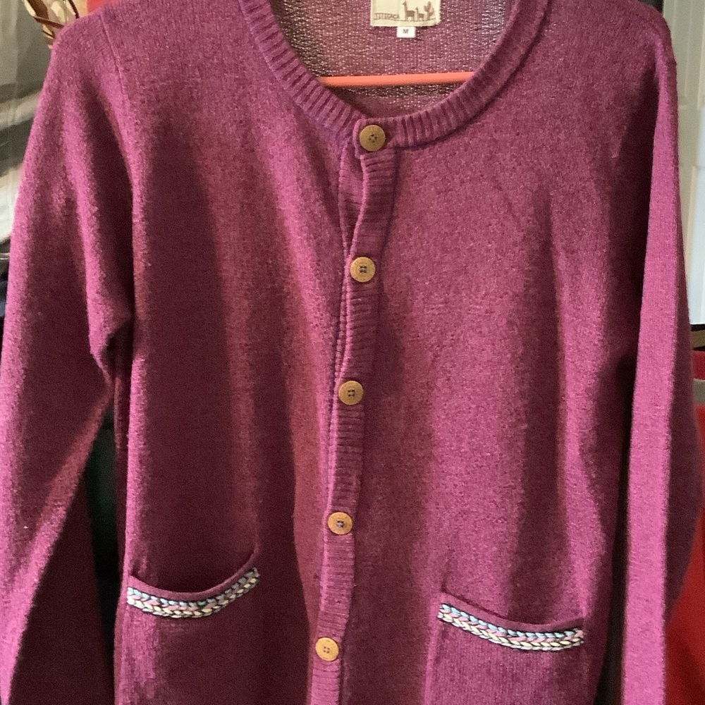 Chic‎ Purple Button-Up Cardigan, medium